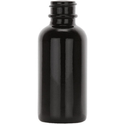 BLACK - 1 Oz Boston Round Glass Bottle 20/400