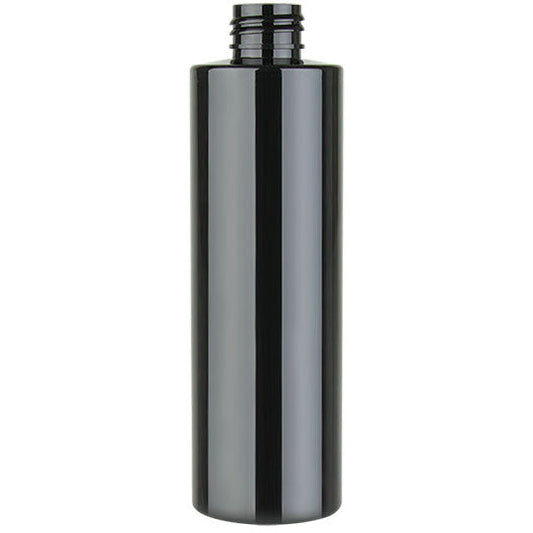 BLACK - 8 Oz Cylinder Bottle Shiny 24/410