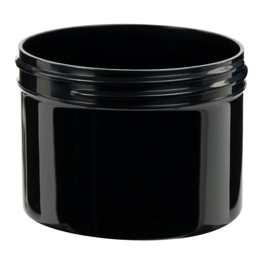 BLACK - 8 Oz Shiny Single Wall Round Jar 89-400