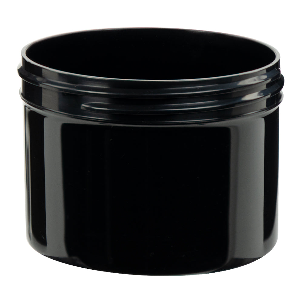 8 Oz BLACK Shiny Single Wall Round Jar 89-400 *