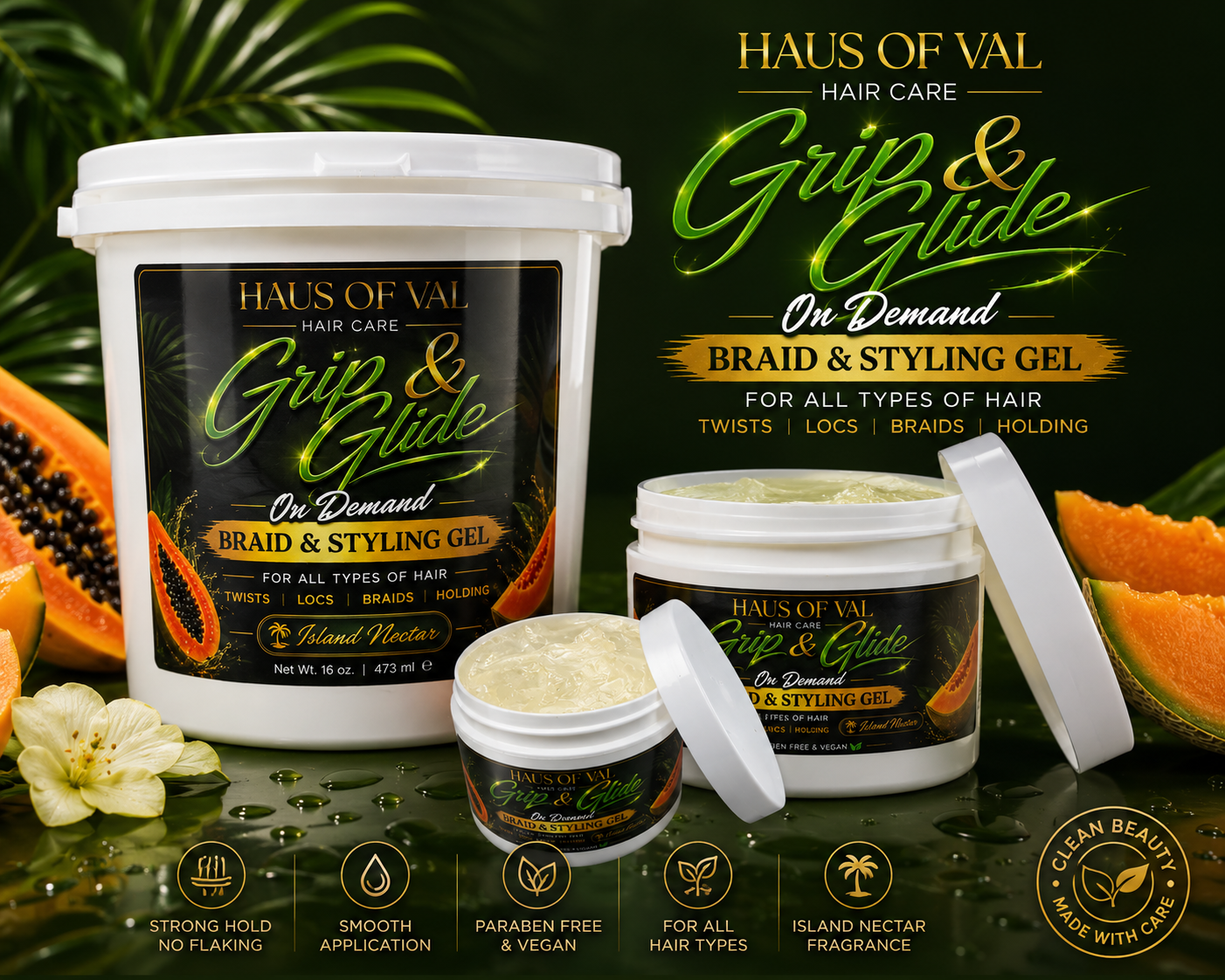 GRIP & GLIDE On Demand Braid & Styling Gel 8 Oz