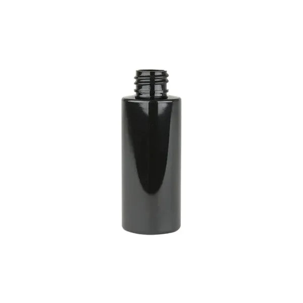 Black 2 Oz Cylinder Bottle 20/410 Shiny