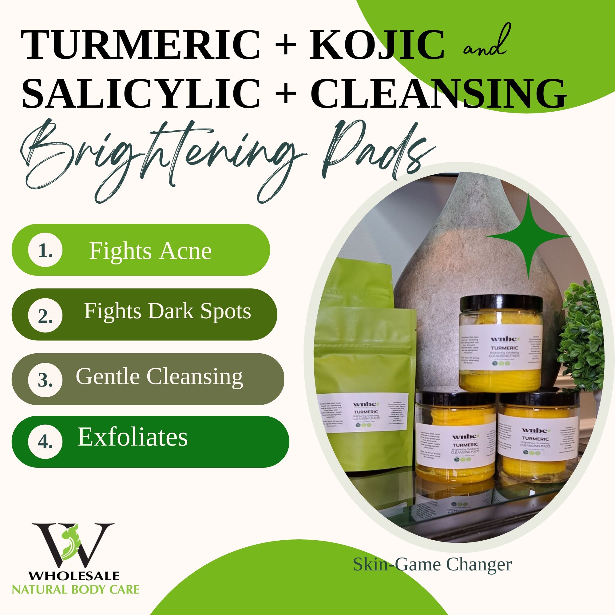 Turmeric Brightening Exfoliating Pads Wholesale Natural Body Care