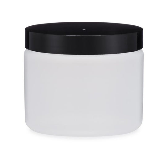 White 2 Oz Double Wall Jar with Black or White Lid (58-400)