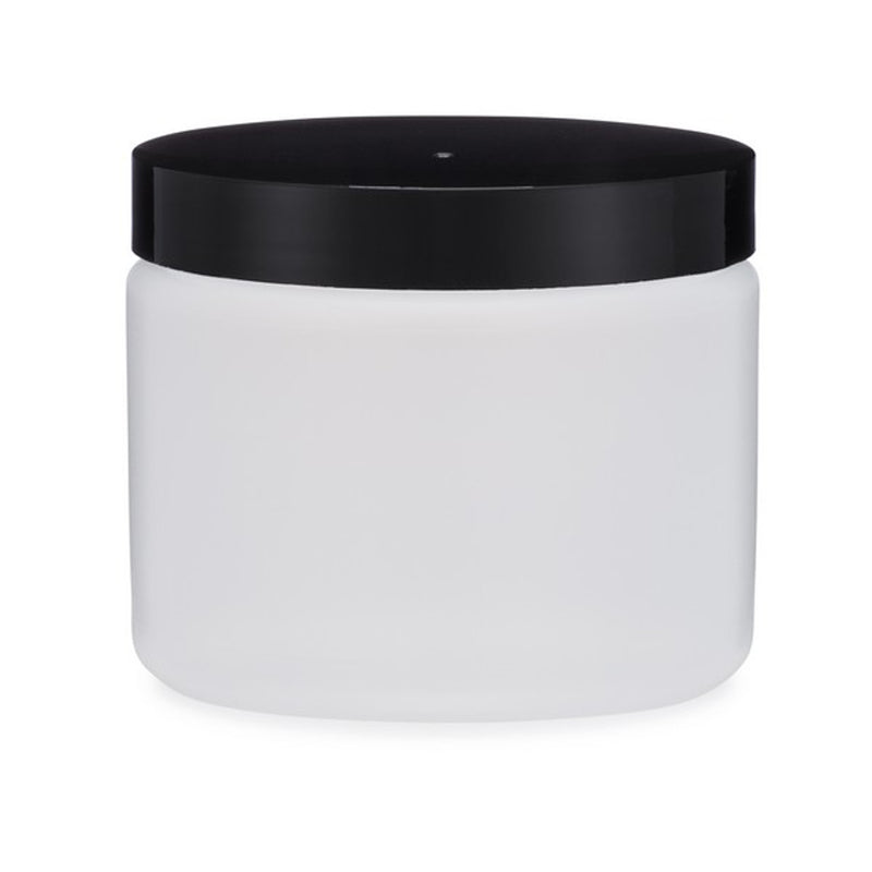 White 2 Oz Double Wall Jar with Black Lid (58-400)