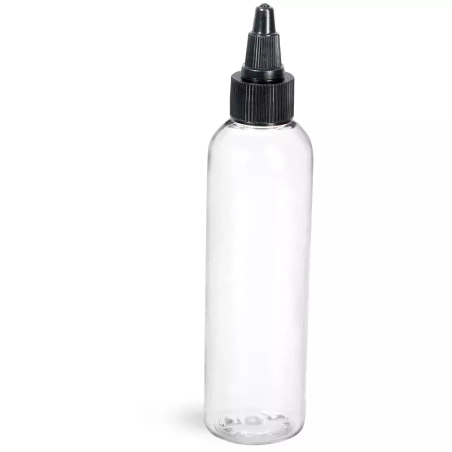 4 Oz Clear Bullet Bottle w/ Black Twist Cap (20-410) *