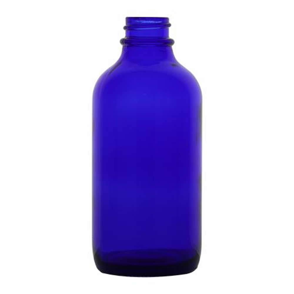 4 Oz Blue Cobalt Glass Boston Round Bottle 24-410 *