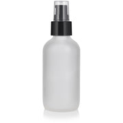 White 4 Oz Boston Round Bottle with Black Treatment Pump 24-410