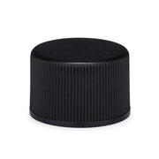 BLACK PLASTIC SCREW TOP CAPS, FINE RIBBED CLOSURE - 20/410