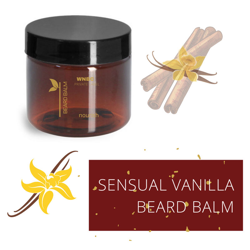 Beard Balm 2 Oz Amber Jar with Black Top (Vanilla Bean)
